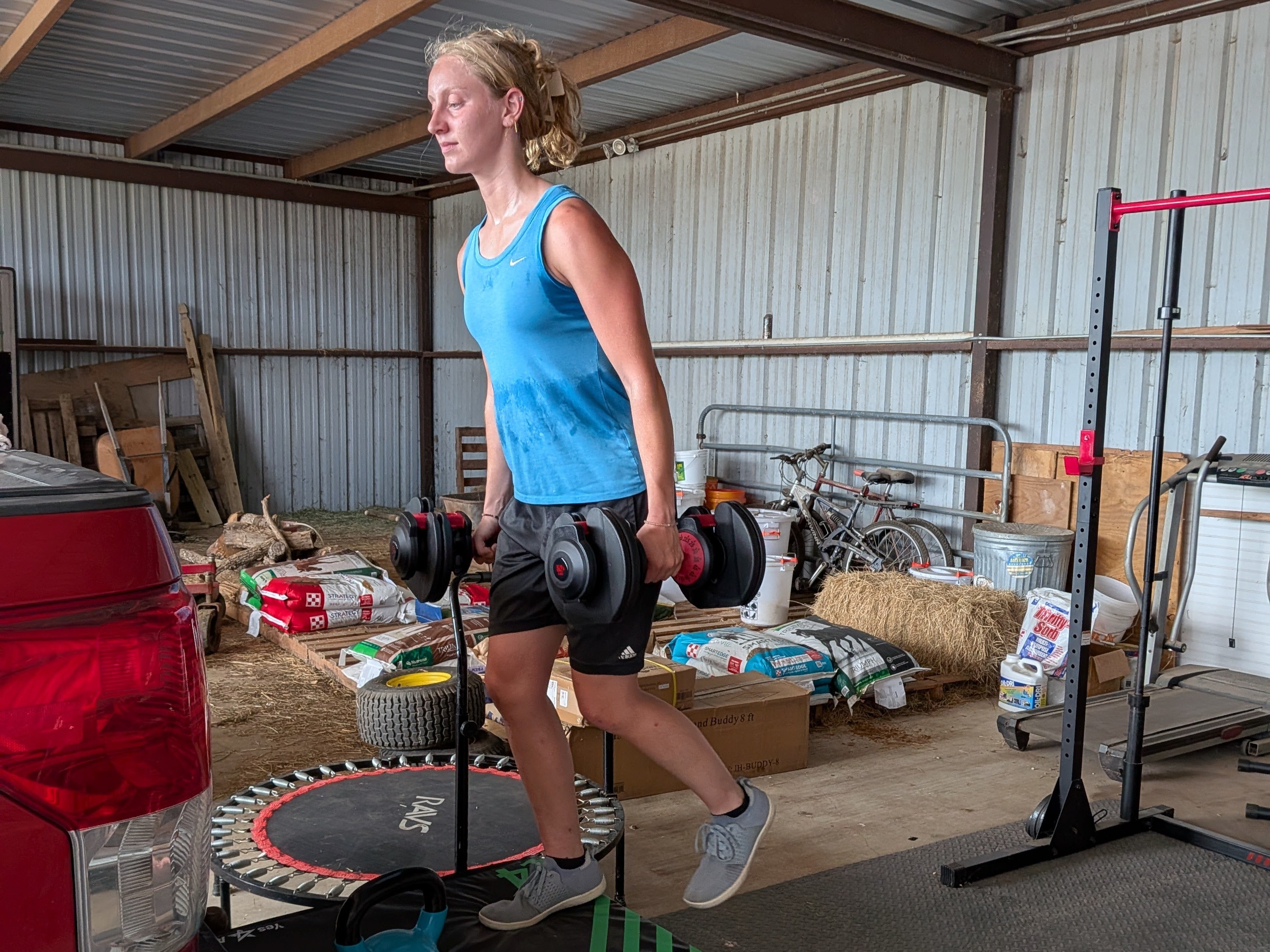 Lindy working out on the box.